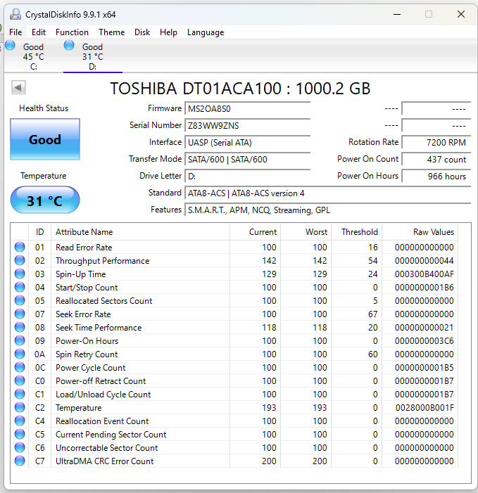 Toshiba 3.5" DT01ACA100 1TB eSATA III 6Gbps HDD DT01ACA100