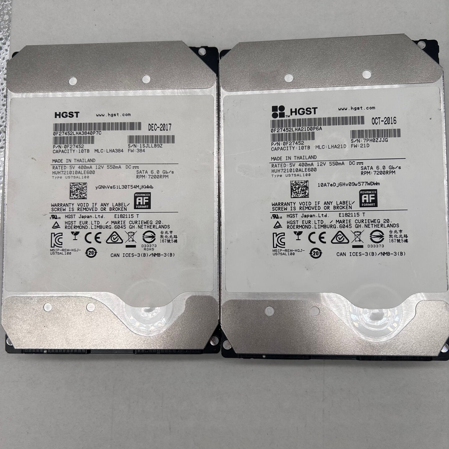 HGST 3.5" 0F27452LHA3840P7C 10TB eSATA III 6Gbps HDD 0F27452
