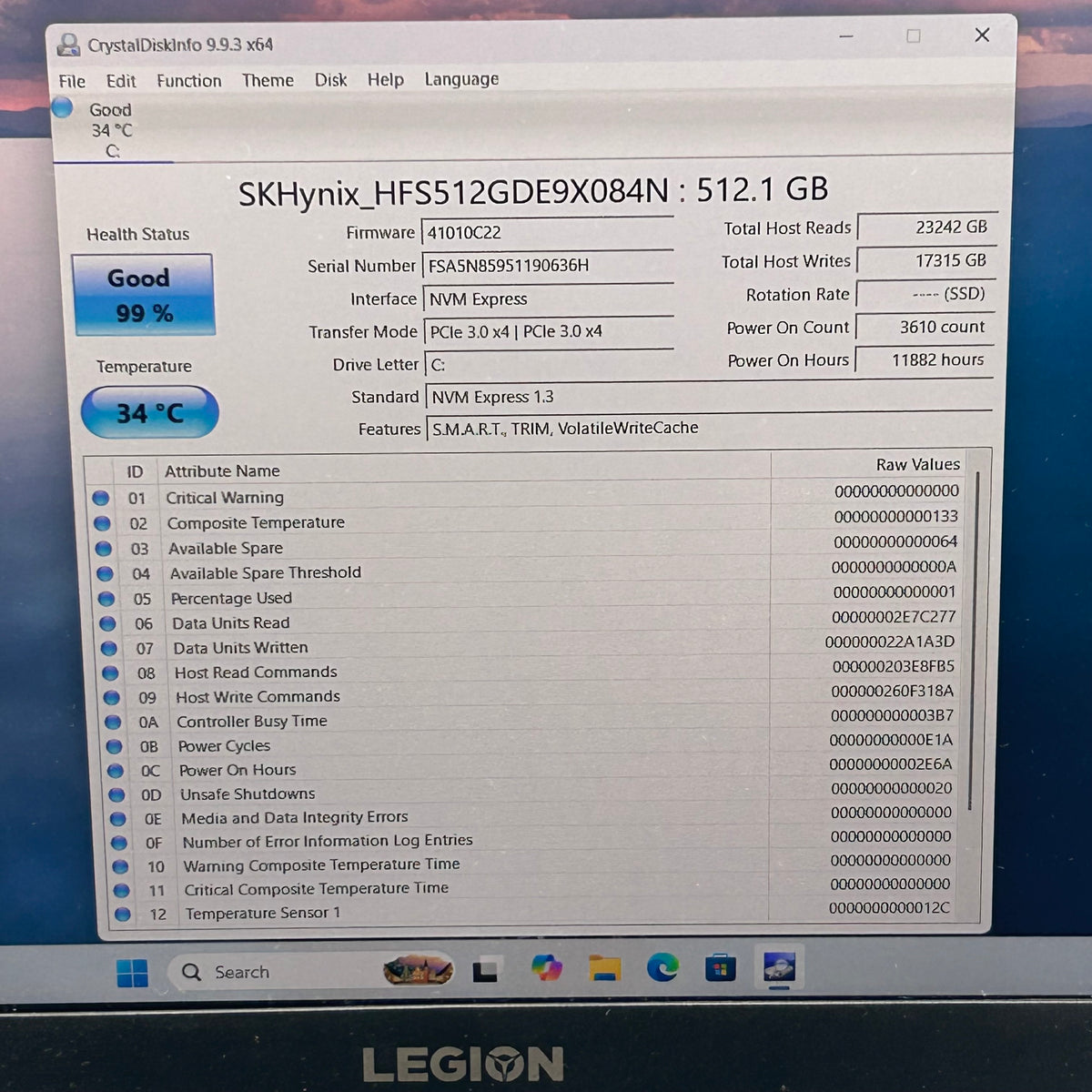 Lenovo Legion 5 Gen 6 15ACH6 15.6" Ryzen 7 5800H 3.2GHz 16GB RAM 512GB SSD RTX 3050 Ti