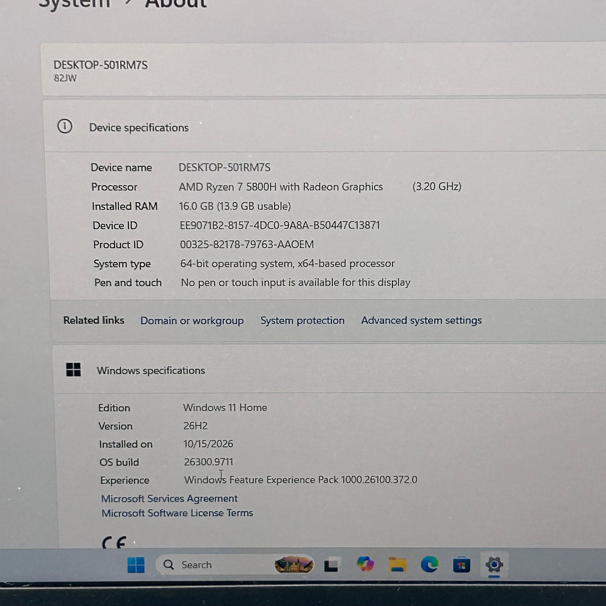 Lenovo Legion 5 Gen 6 15ACH6 15.6" Ryzen 7 5800H 3.2GHz 16GB RAM 512GB SSD RTX 3050 Ti