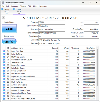 Seagate SRD0NF1 2.5" 1TB Micro USB-B to USB-A HDD 1TEAP5-500